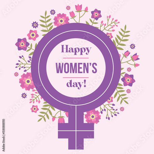 happy women day floral vector illustration women symbol