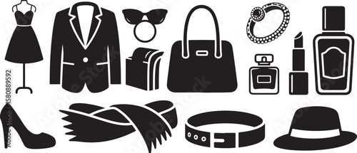 Stylish Women's Accessories and Apparel Silhouette Icons