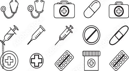 Medical Service Line Art Symbols

