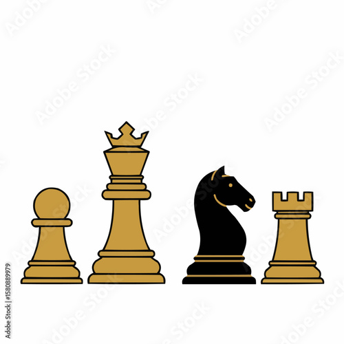 Minimalist Black Gold Chess Icons
