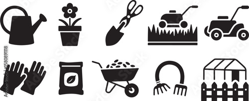 Essential Gardening Tools and Supplies Vector Icons