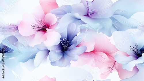 Seamless Pattern Delicate blossoms in soft colors floral art bright environment aesthetic viewpoint nature's serenity