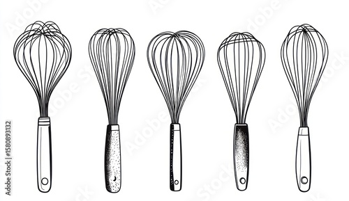 Five whisk illustrations