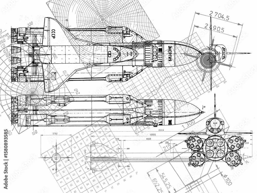 Obraz premium Blueprints, Space Shuttle. 