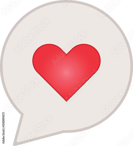 Red heart icon inside a speech bubble on a white background