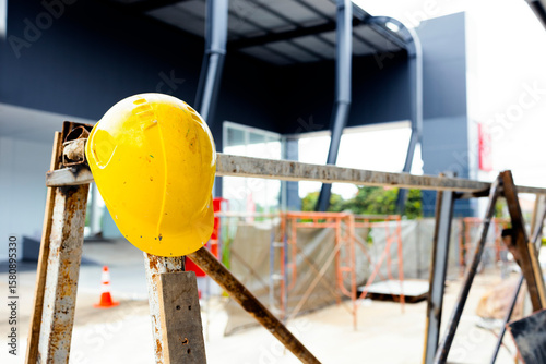 Engineering safety helmet at worksite for labor protection

. construction site