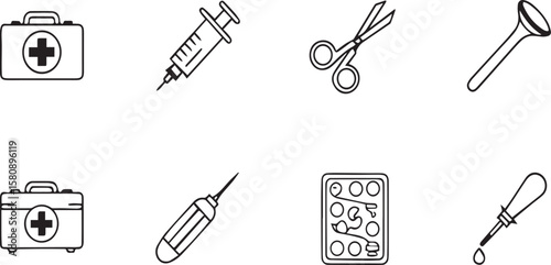 Vaccination and Syringe Icon Collection