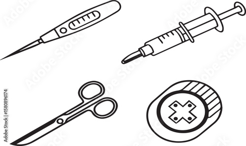Medical Instrument Line Icons Pack