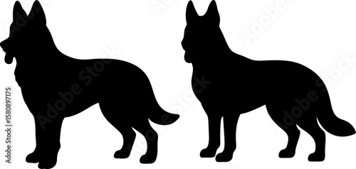 German shepherd vector, Vector of German shepherd, A set of German shepherd animal art designs, Dog icon isolated