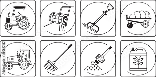 Plant and Soil Line Art Vector Icons