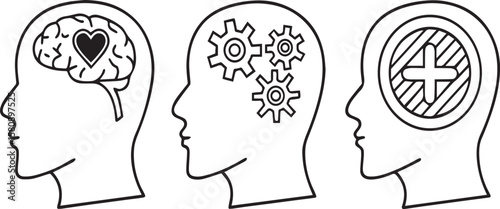Human Brain Gear Vector Icons