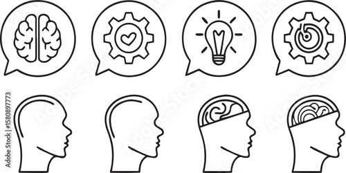 Head Mind Concept Outline Icons