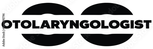 A stylized logo with the word otolaryngologist in bold black letters, framed by abstract circular shapes on a white background. Ideal for use in hospital signage, healthcare apps, patient information 