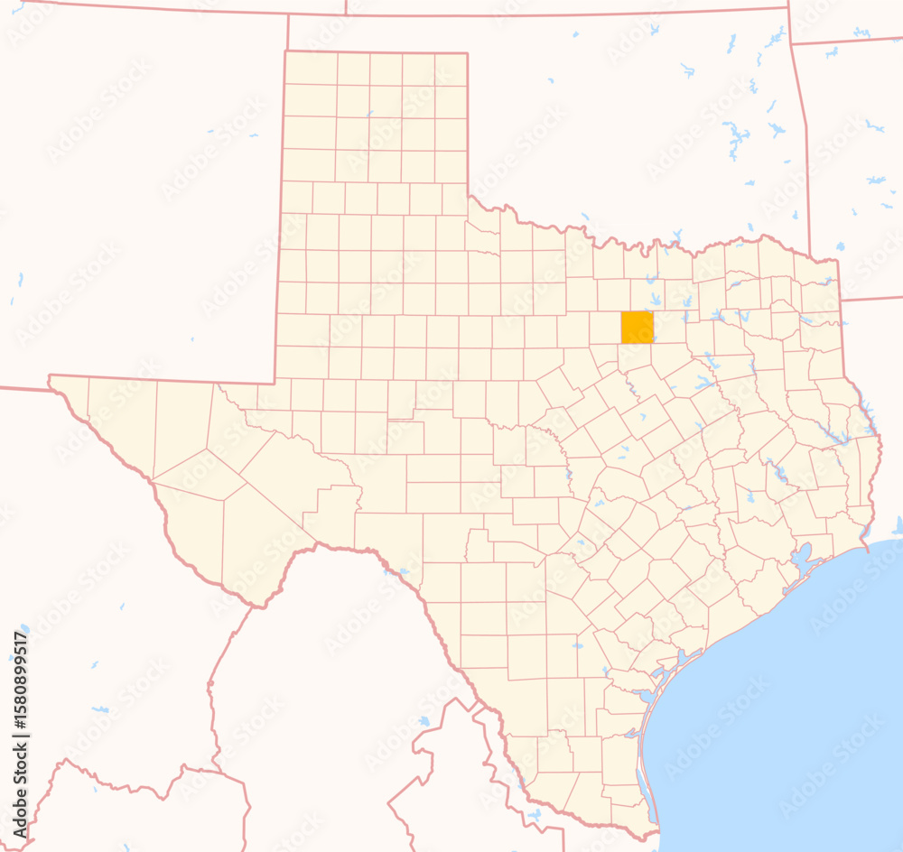 Map of the County Tarrant (Texas, US) showing the Federal State with the highlighted County