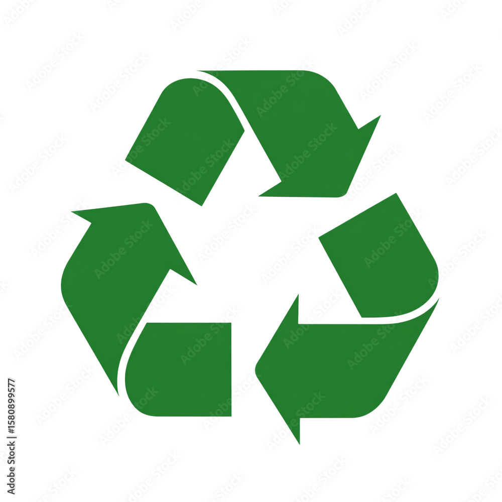 Fototapeta premium Simple recycle symbol with green arrows, isolated on transparent background