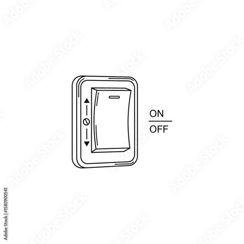 A simple light switch is in the middle position, isolated on white background