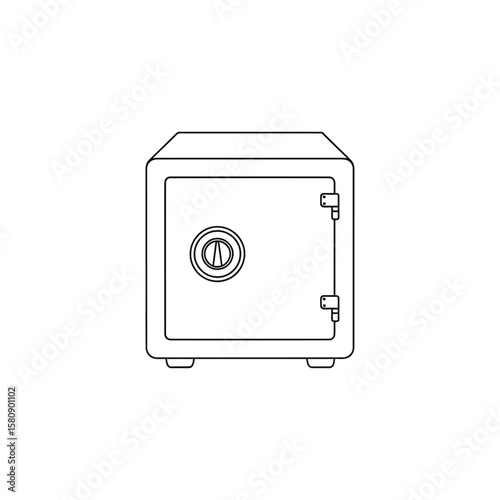 A steel safe with a combination dial, isolated on white background