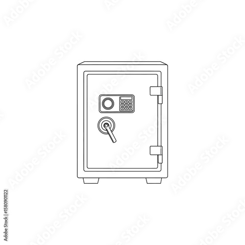A steel safe for money and valuables, isolated on white background
