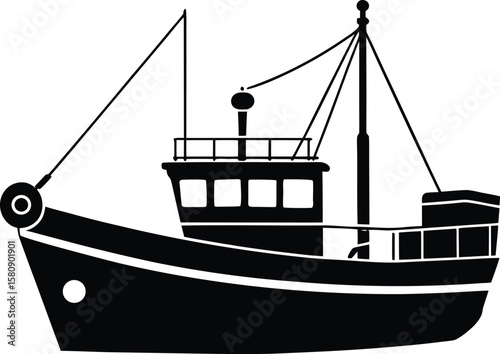 fishing trawler on white background.eps