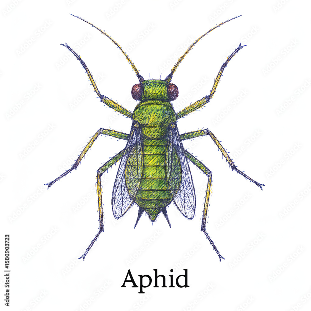 Naklejka premium Aphid Detailed Colorful Illustration