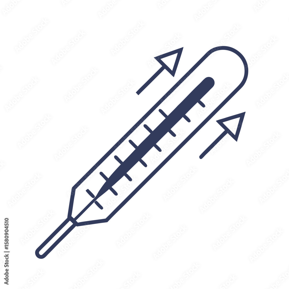 Fototapeta premium Thermometer Line Icon – Medical Temperature Measurement Outline Vector Illustration