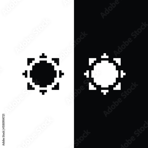 pixel sun icon vector pixel element for game