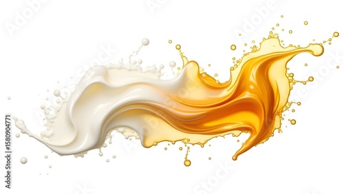 Creamy Milk and Golden Honey Splash: Dynamic Food and Beverage Abstract