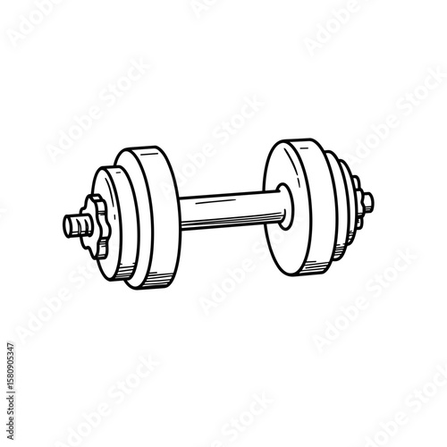 Icon of dumbbell in simple line art style. 