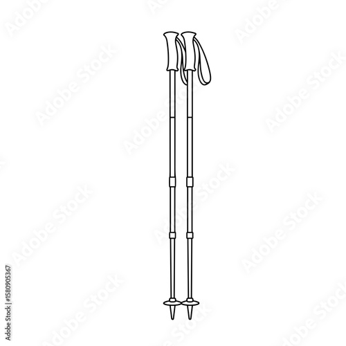 Telescopic trekking poles on transparent background.