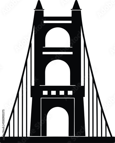 golden gate bridge tower on white background.eps