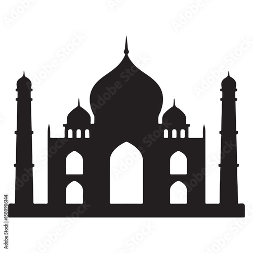 Taj Mahal Sunset Outline with Reflected Shadows