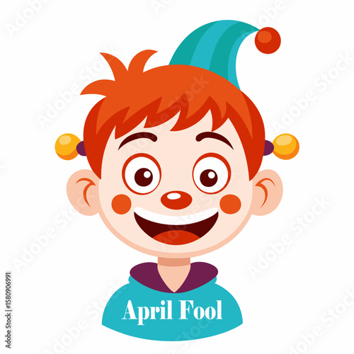 A child with a clown face in the april fool day photo 