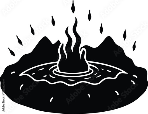 hot spring on white background.eps