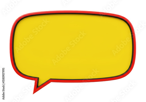 Isolated Yellow Speech Bubble with Red Outline