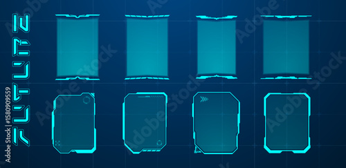 Futuristic touch screen or user interface blue. Vector editable