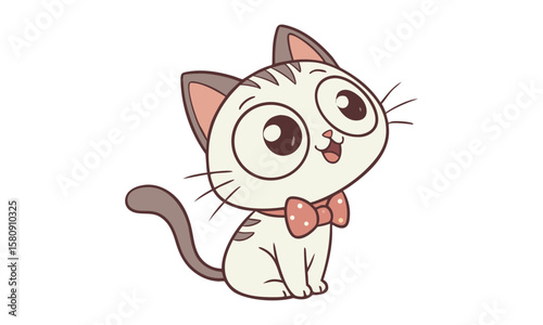 Cute cats and funny kitten doodle vector set. Happy international cat day characters design collection, isolated on white background. International cat day illustration.