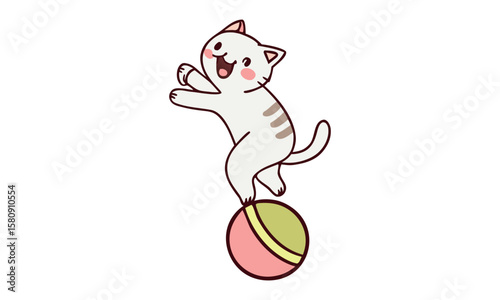 Cute cats and funny kitten doodle vector set. Happy international cat day characters design collection, isolated on white background. International cat day illustration.