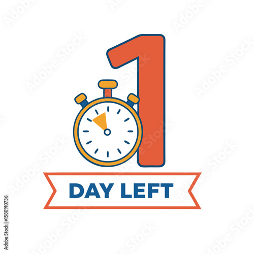 One day remains with a stopwatch next to it, displayed on a banner