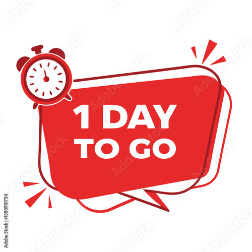 Red alarm clock near a message indicates that just one day remains to go
