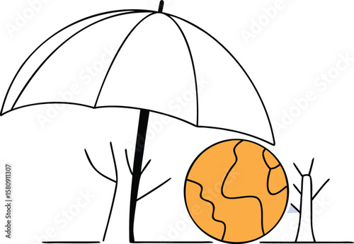A protective umbrella shielding the natural world for ozone day awareness and environmental conservation efforts