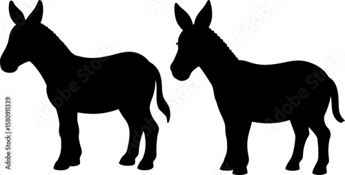 Donkey vector, Vector of donkey, A set of donkey animal art designs, Donkey icon isolated