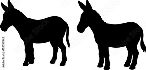 Donkey vector, Vector of donkey, A set of donkey animal art designs, Donkey icon isolated