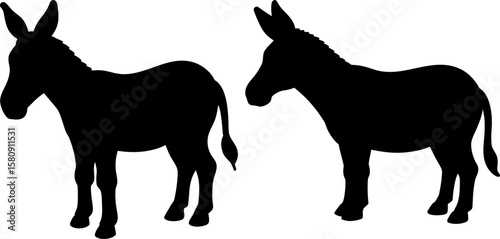 Donkey vector, Vector of donkey, A set of donkey animal art designs, Donkey icon isolated