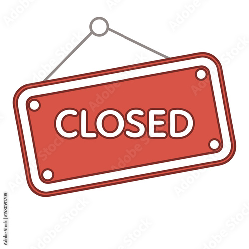 Simple red sign indicates the business is currently closed with a transparent background