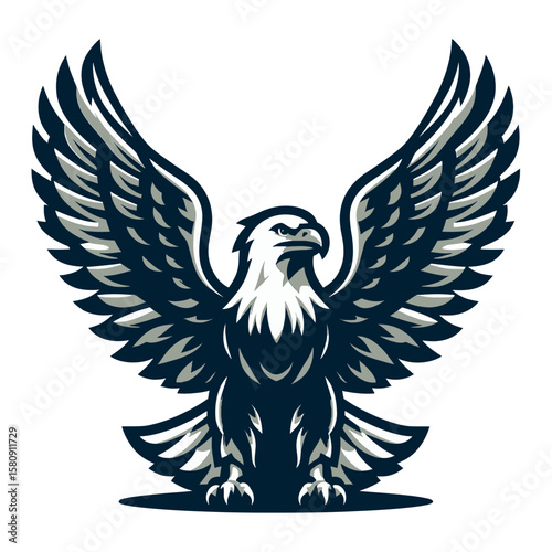 A dynamic mascot-style illustration of a majestic eagle with outstretched wings, suitable for websites/blogs representing strength, freedom, sports teams, or national pride.

