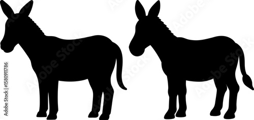 Donkey vector, Vector of donkey, A set of donkey animal art designs, Donkey icon isolated