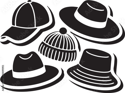 Black hats and headwear collection baseball cap fedora