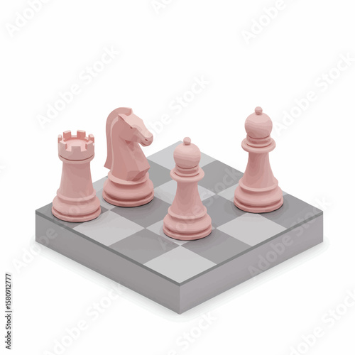 Pink Chess Pieces on Gray Board: Strategy, Game, Competition, and Leisure Concept