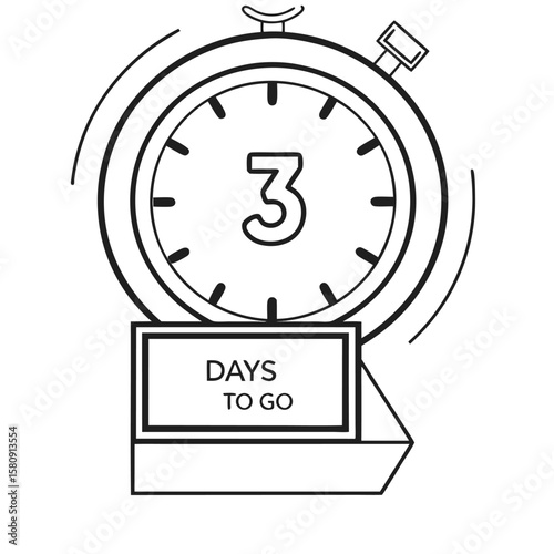 Countdown shows three days to go on an outline timer against transparent backdrop