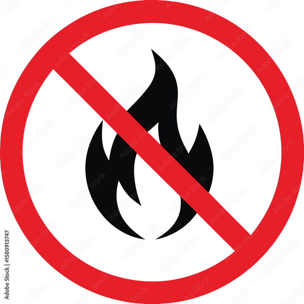 No Fire Allowed Silhouette Safety Sign Icon No Fire Allowed Silhouette Safety Sign Icon